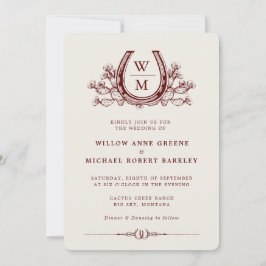 Horseshoe Cactus Western Country Boho Wedding  Kaart