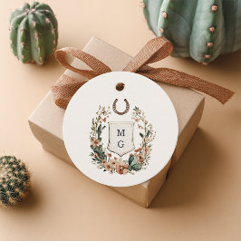 Horseshoe Cactus Western Country Crest Trouw Bedankjes Labels