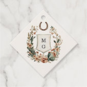 Horseshoe Cactus Western Country Crest Wedding  Bedankjes Labels (Voorkant)