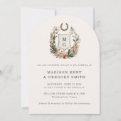 Horseshoe Cactus Western Country Crest Wedding  Kaart (Voorkant)