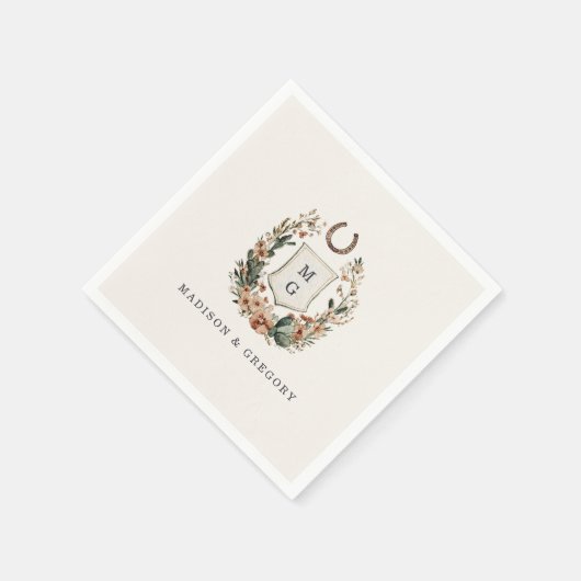 Horseshoe Cactus Western Country Crest Wedding  Servet (Hoek)