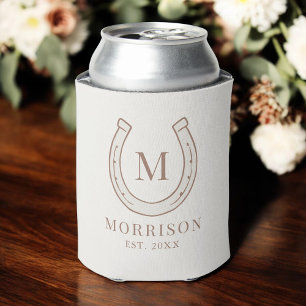 Horseshoe Country Western Monogram Bruiloft Blikjeskoeler