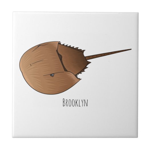Horseshoe crab cartoon illustration tegeltje (Voorkant)