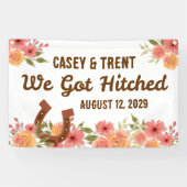 Horseshoe en bloemen Got Hitches auto banner (Horizontaal)