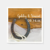 Horseshoe en Parels Country Western Bruiloft Servetten (Voorkant)