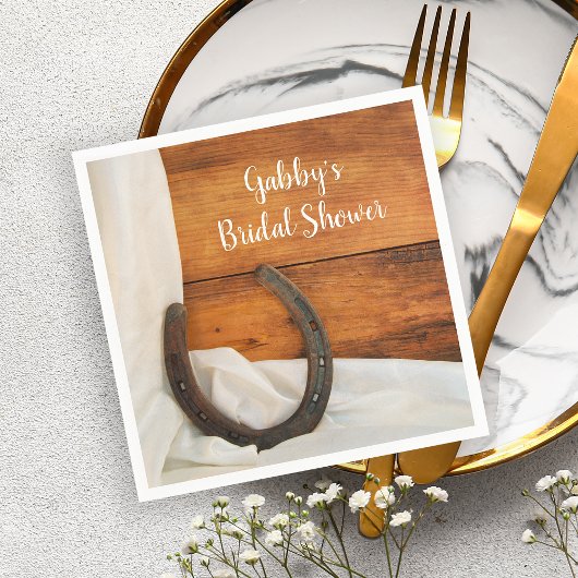 Horseshoe en Satin Country Western Bruidsdouche Servetten