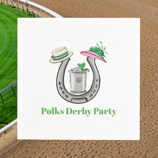 Horseshoe, Fancy Hats, Mint Julep Derby Aangepast Servet