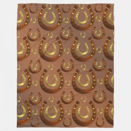 horseshoe, gold brown pattern fleece deken (Voorkant)