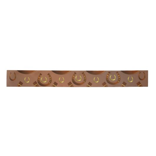 horseshoe, gold brown pattern satijnen lint (Voorkant)