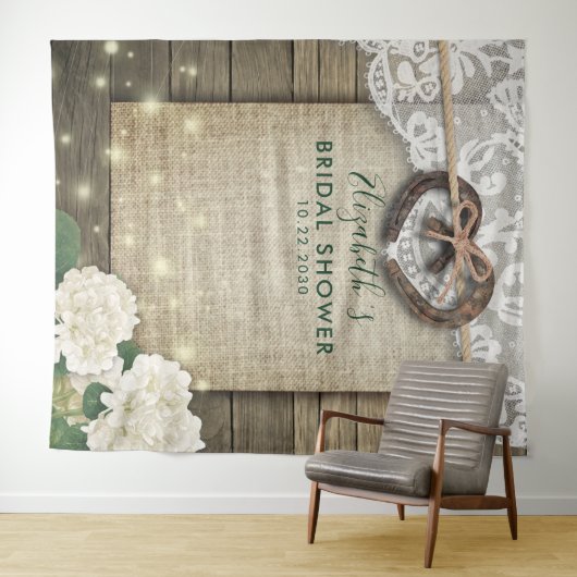 Horseshoe Hydrangea Hout Bruids Bruiloft Foto Boot Wandkleed (In Situ (horizontaal))