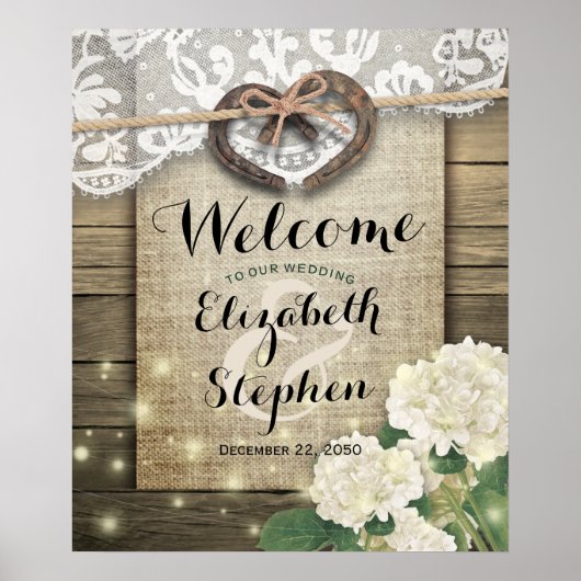 Horseshoe Hydrangea Landelijke Rustieke Trouw Welk Poster (Voorkant)