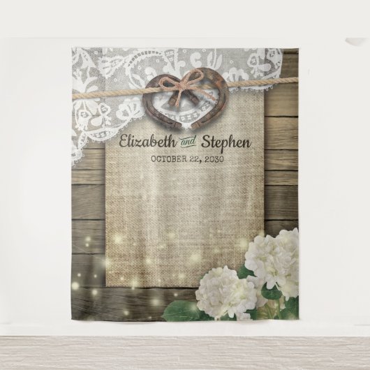 Horseshoe Lint Hortensia Houten Fotobooth Achtergr Wandkleed (Voorkant)