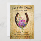Horseshoe met waterverf bloemen Save the Date Kaart (Voorkant)