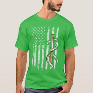 Horseshoe Pitching USA Vlag Hoefijzerwerp Spel  T-shirt