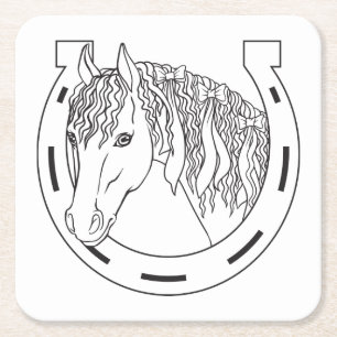 Horseshoe Pony Cadeau Paardrijden Western Paard Kartonnen Onderzetters
