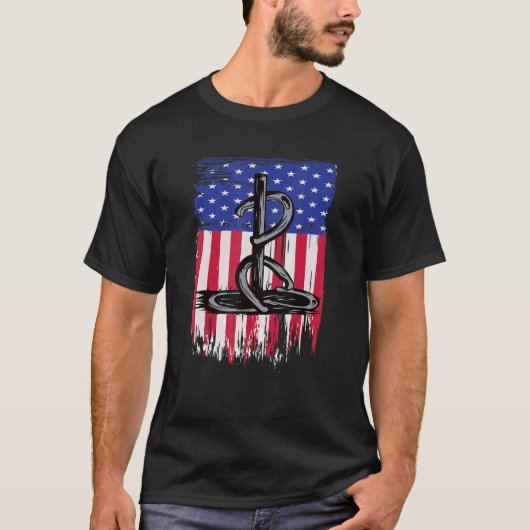 Horseshoe Werpen Pitching Werpers Amerikaanse Vlag T-shirt (Voorkant)