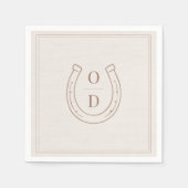 Horseshoe Western Country Brown Monogram Wedding Servet (Voorkant)