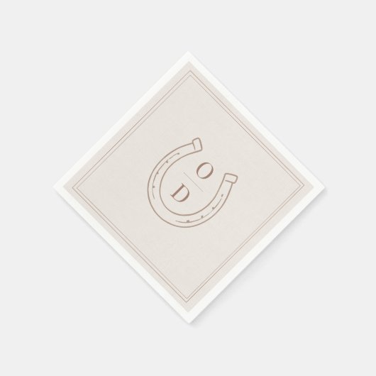 Horseshoe Western Country Brown Monogram Wedding Servet (Hoek)