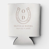 Horseshoe Western Country Bruin Monogram Bruiloft Blikjeskoeler (Voorkant)