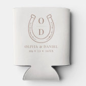 Horseshoe Western Country Bruin Monogram Bruiloft Blikjeskoeler (Achterkant)