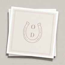Horseshoe Western Country Bruin Monogram Bruiloft