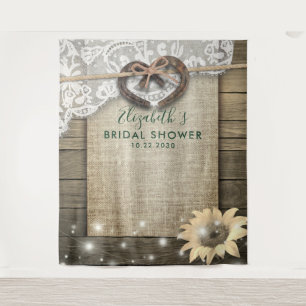 Horseshoe Zonnebloem Hout Bruiloftsshower Fotocabi Wandkleed