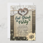 Horseshoe Zonnebloem Hout EET Drinken & Feest Huwe Kaart (Voorkant)