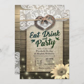 Horseshoe Zonnebloem Hout EET Drinken & Feest Huwe Kaart (Voorkant / Achterkant)