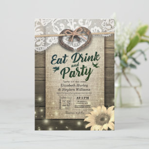 Horseshoe Zonnebloem Hout EET Drinken & Feest Huwe Kaart