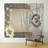 Horseshoe Zonnebloem Houten Bruiloft Foto Booth Wandkleed (In Situ (horizontaal))