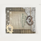 Horseshoe Zonnebloem Houten Bruiloft Foto Booth Wandkleed (Voorkant (horizontaal))