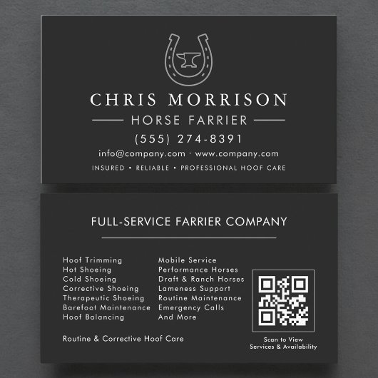Horseshoeing Farrier QR Code Visitekaartje