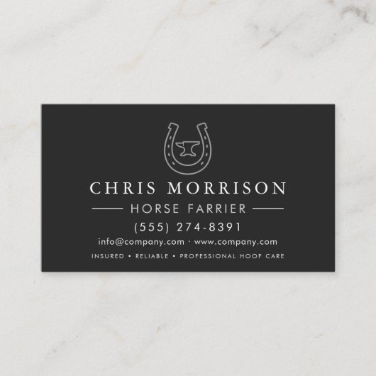 Horseshoeing Farrier QR Code Visitekaartje (Voorkant)