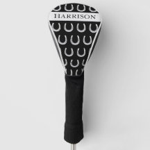 Horseshoeprint Zwart Golfclubhoesje met Aangepaste