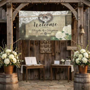 Horseshoes Hortensia Rustic Houten Trouw Welkom Spandoek