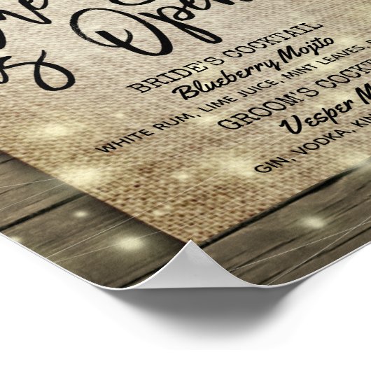 Horseshoes Houten Bruiloft De Bar is Open Drankkaa Poster (Hoek)