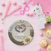 Horseshoes Jute Kant Zonnebloemen Trouw Bruiloft Papieren Bordje (Feest)