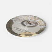 Horseshoes Jute Kant Zonnebloemen Trouw Bruiloft Papieren Bordje (Gekanteld)