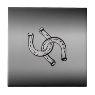Horseshoes op zilveren verloop tegeltje