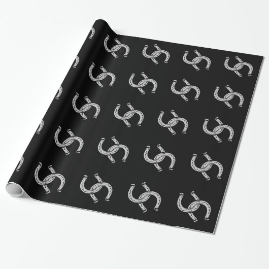 Horseshoes op zwart cadeaupapier (Uitgerold)