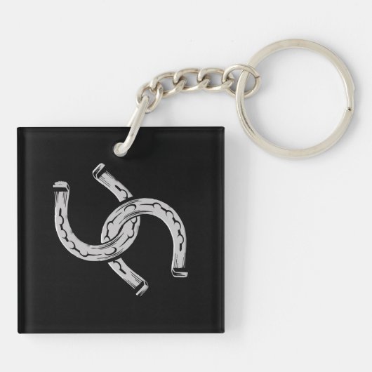 Horseshoes op zwart sleutelhanger (Achterkant)
