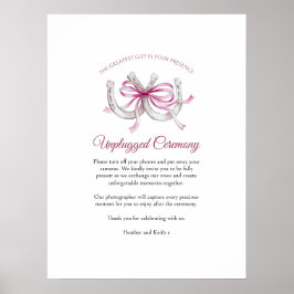 Horseshoes roze linten kunst unplugged bruiloft poster