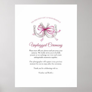 Horseshoes roze linten kunst unplugged bruiloft poster