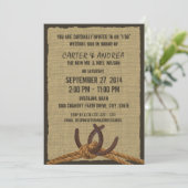 Horseshoes, Touw en Jute BBQ Bruiloftsreceptie Kaart (Staand voorkant)