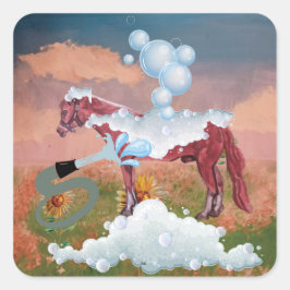 Horsey baddag vierkante sticker