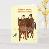 Horsey Birthday Kaart (Gele Bloem)