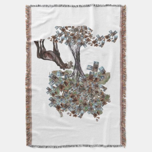 Horsey Eating $ Tree Deze versie heeft meer blader Deken (Voorkant Verticaal)