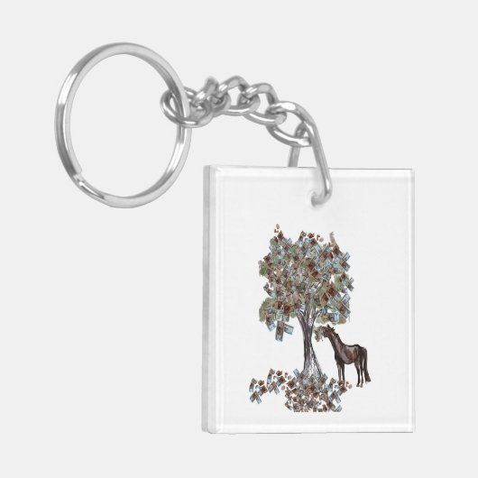 Horsey Eating $ Tree Deze versie heeft meer blader Sleutelhanger (Voorkant Links)