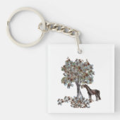Horsey Eating $ Tree Deze versie heeft meer blader Sleutelhanger (Voorkant)