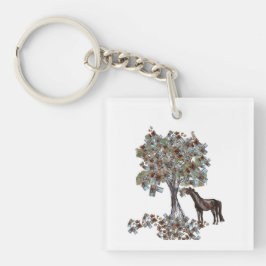 Horsey Eating $ Tree Deze versie heeft meer blader Sleutelhanger